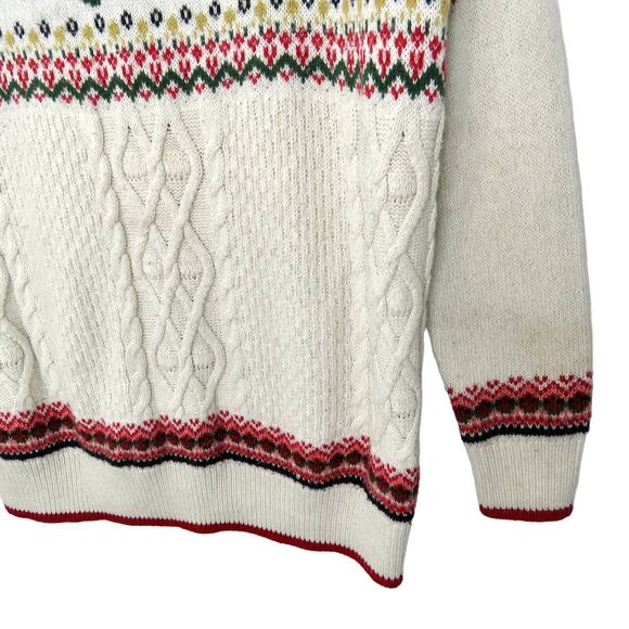 1990s Vintage Grandmacore Cottagecore Floral Knit Sweater Medium - Picture 2 of 4